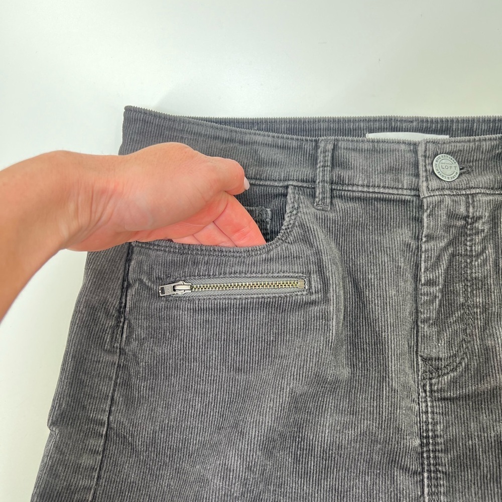 NWT Made And Loved Ann Taylor Loft Gray Corduroy Cotton Mini Skirt Size 27 or 4 - Picture 9 of 12